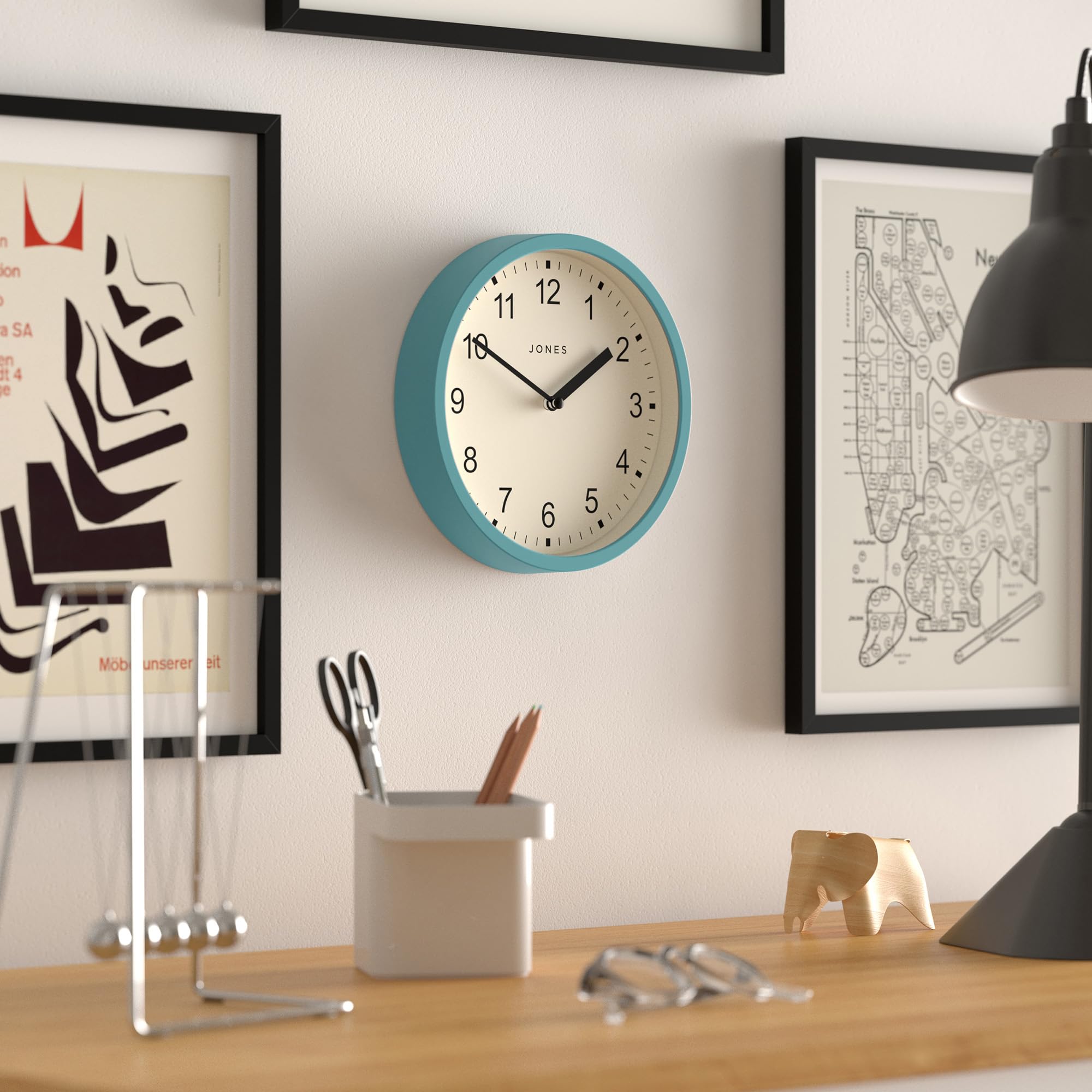 Jones Clocks® Spin wall clock, Teal, 20 x 20 x 3.5 cm - Image 4