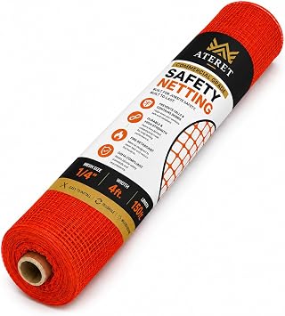 ATERET 4 x 150 Debris Safety Netting Orange Fire Retardant, Construction Netting Scaffolding Equipment