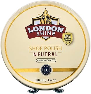 Premium Wax Shoe Polish - Neutral Color 50ml (1.70 oz) For High-Gloss Shoe Shine, (For All Color Leather Shoes, Boots & Accessories)