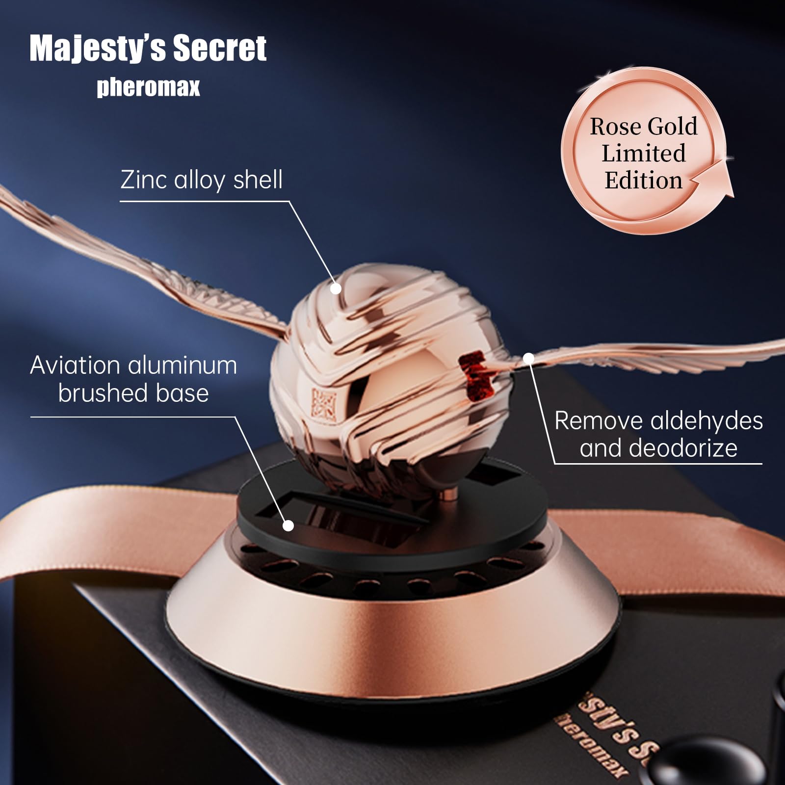 MAJESTY`S SECRET PHEROMAX - Difusor de ambientador solar para automóvil, eliminador de olores para dispositivo de aroma, aroma de larga duración para automóvil, accesorios automotrices, difusor de