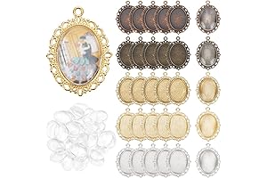 PH PandaHall 60pcs Pendant Tray Kit: Create Custom Tray Charms for Unique Jewelry!