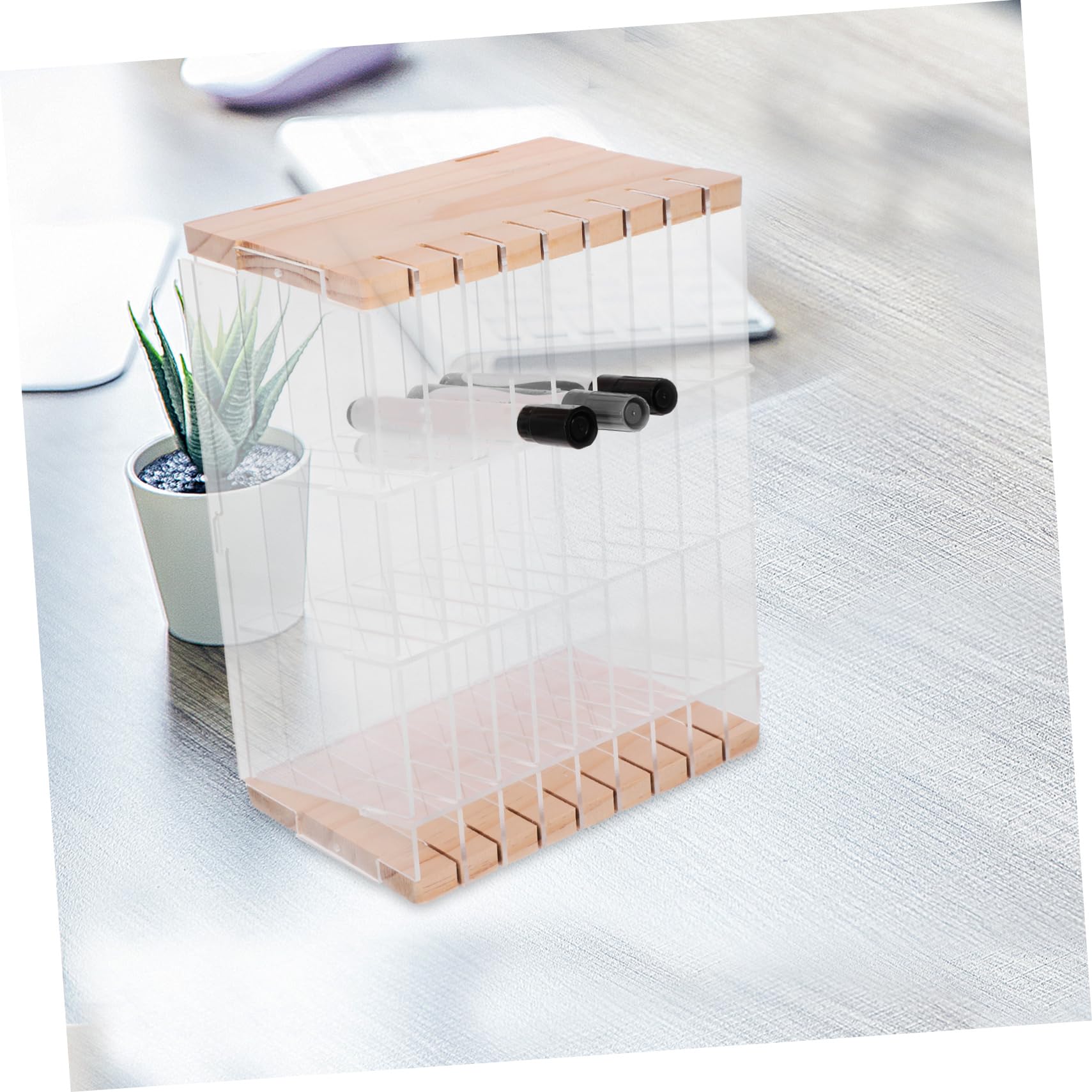 EXCEART Acryl und Holz Multifunktionaler Stifteorganizer Schulbeginn Party