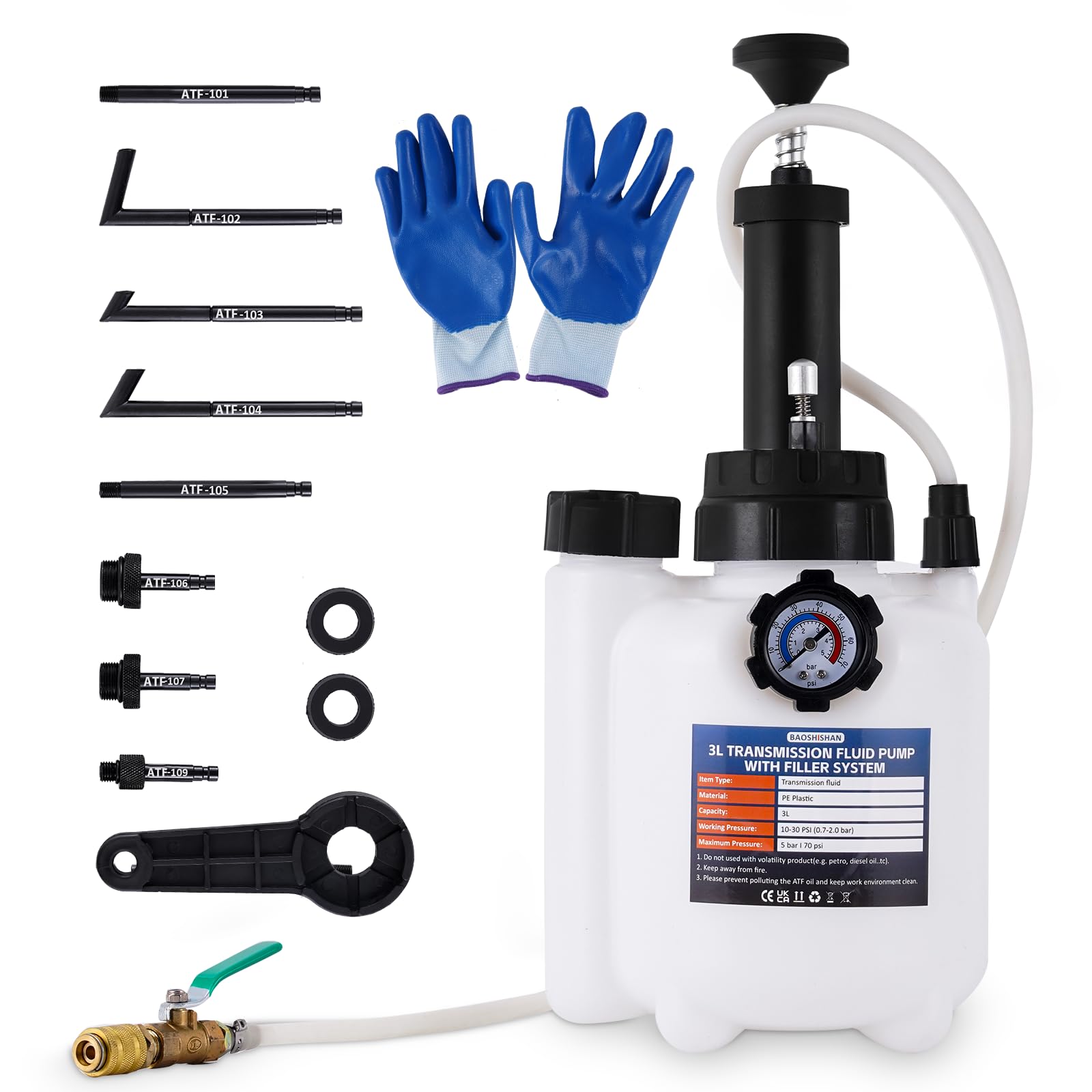 BAOSHISHAN Pompa Di Trasferimento Olio 3L Manuale - Per Cambio E Trasmissione Con 8 Adattatori - Foto 7