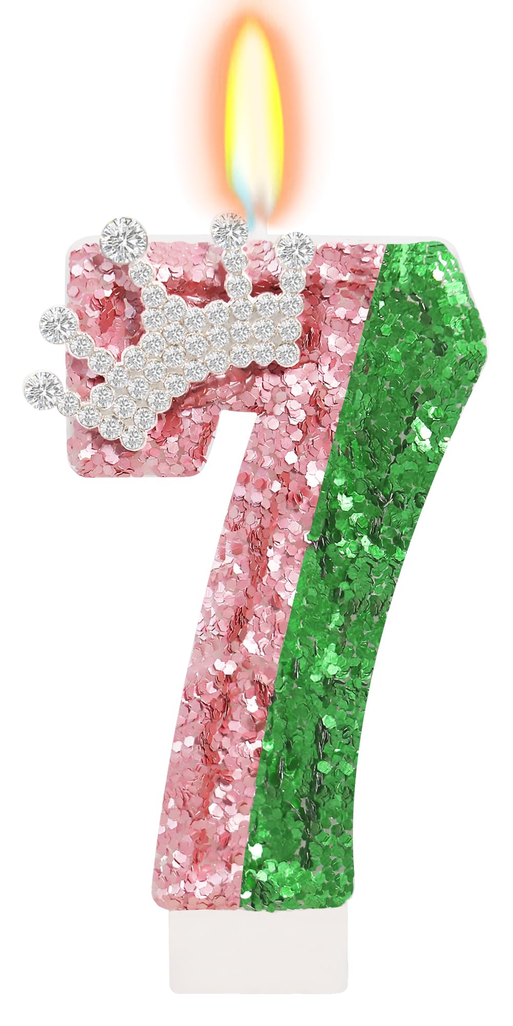 Vela con números de cumpleaños rosa y verde, vela con números de cumpleaños malvados, decoración de pastel para decoraciones de fiesta de cumpleaños (número 7)