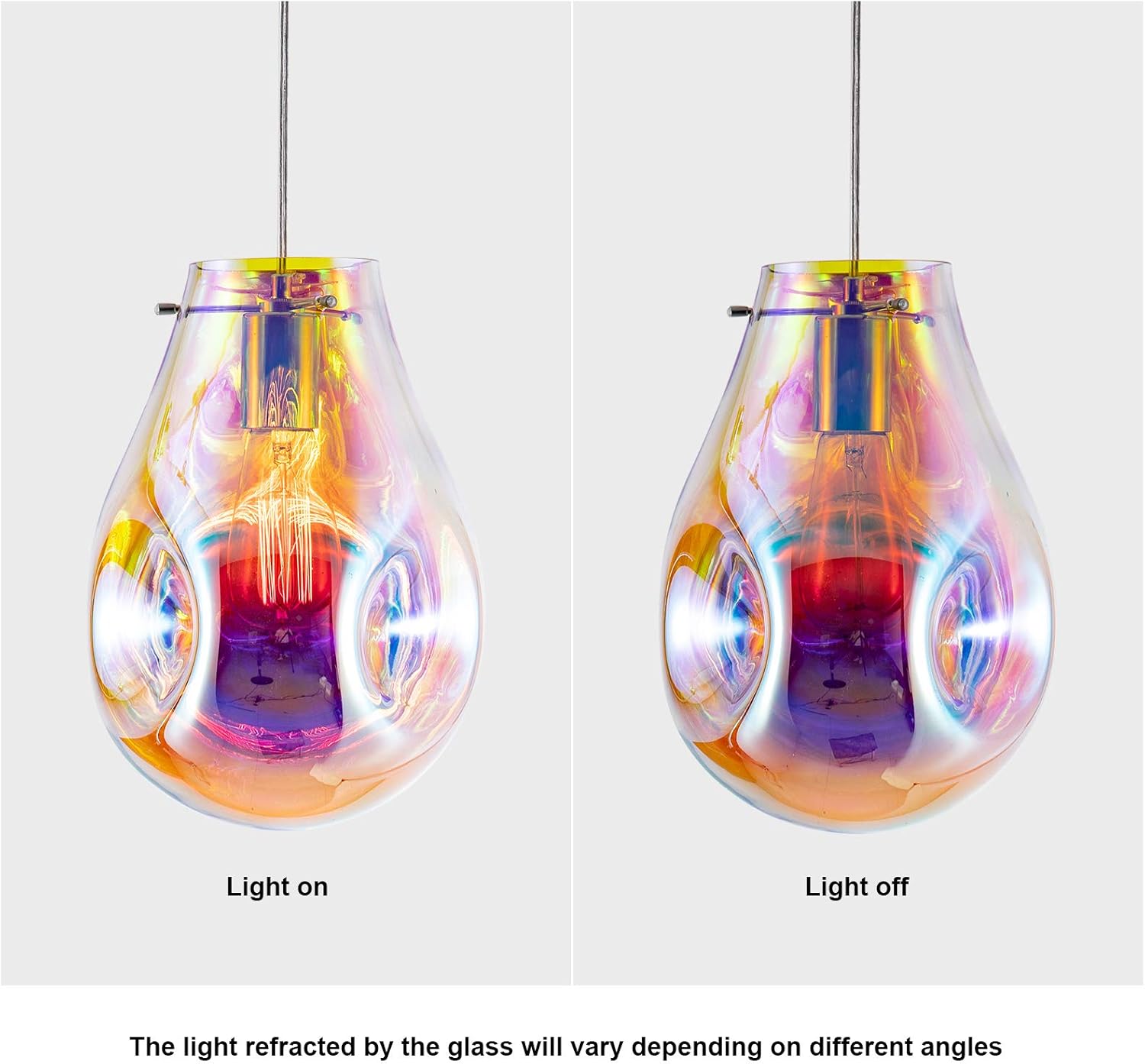 Plug in Pendant Light with Cord E26 E27, Modern Glass Handblown Colorful Hanging Lights with Plug in Cord for Kitchen Island Living Room Dining Room Restaurant