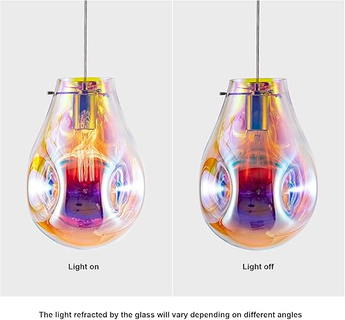 Miniatura 6 de Lámpara colgante enchufable con cable E26 E27, moderno vidrio soplado a mano, luces colgantes coloridas con cable de enchufe para cocina, isla, sala