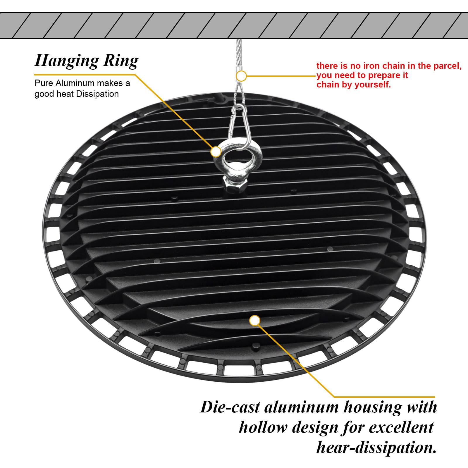 4Pack UFO LED Work Lights, 150W High Bay Garage/Shop Lights (equiv. 600W MH/HPS), 21000lm, IP66 Waterproof for Barn Workshop - Image 2