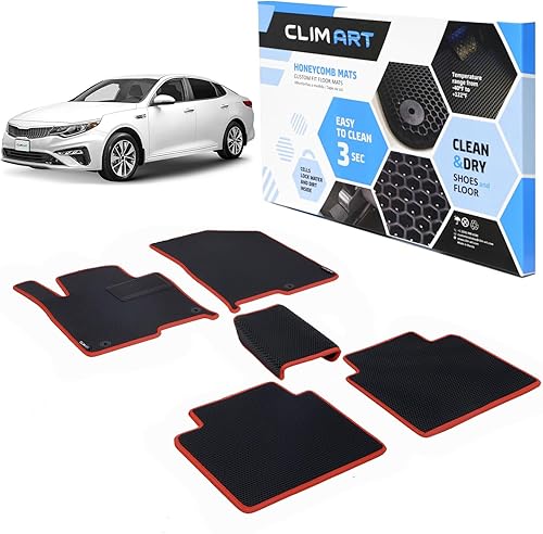 CLIM ART Honeycomb FL951516061 - Tapetes de ajuste personalizado para Kia Optima 2016-2020, 1 y 2 fila, tapetes para automóvil, para todo tipo de