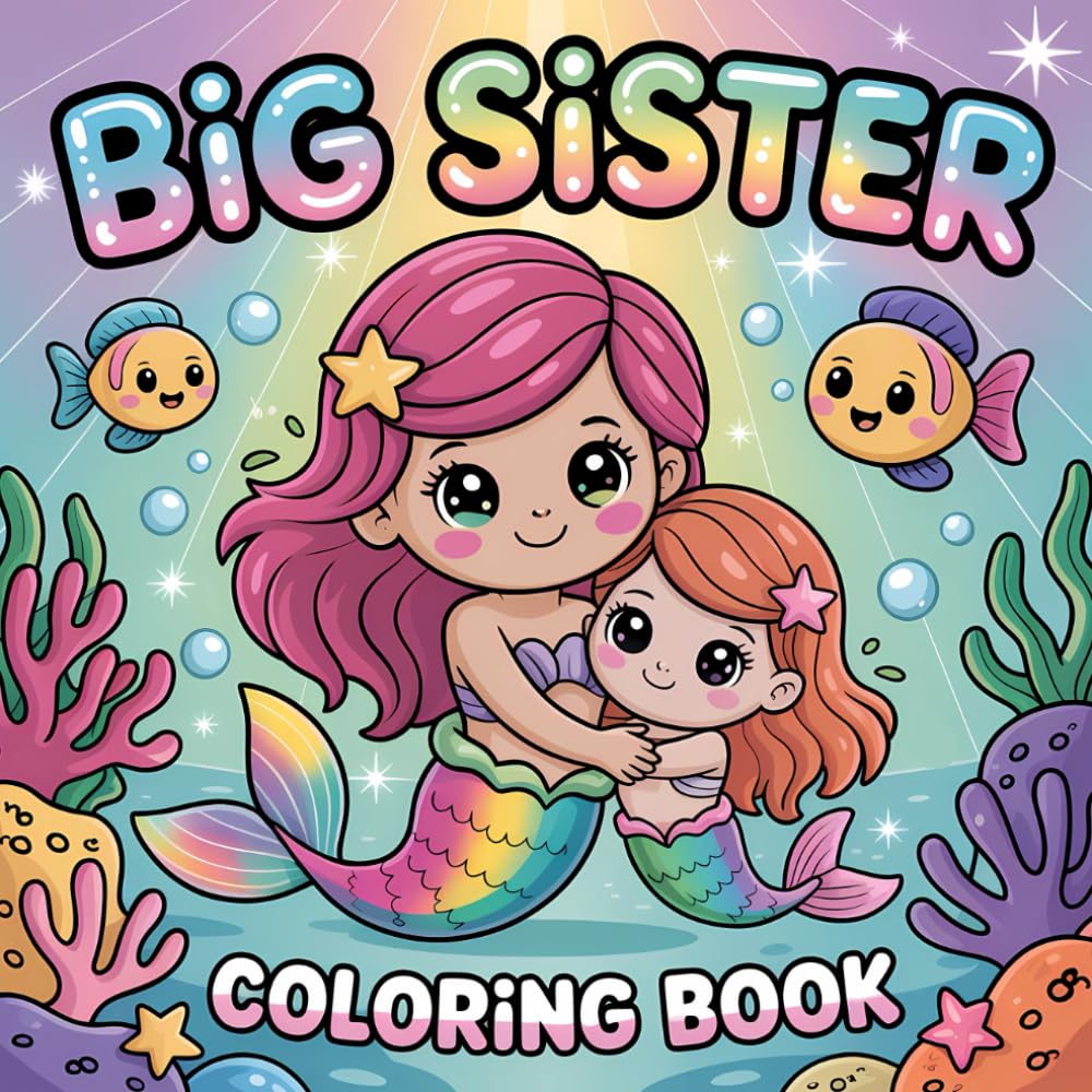 Big Sister Coloring Book: Cute and Magical Coloring Pages for kids with Big Sister Mermaid A Fun Siblings Coloring Gift for Girls
