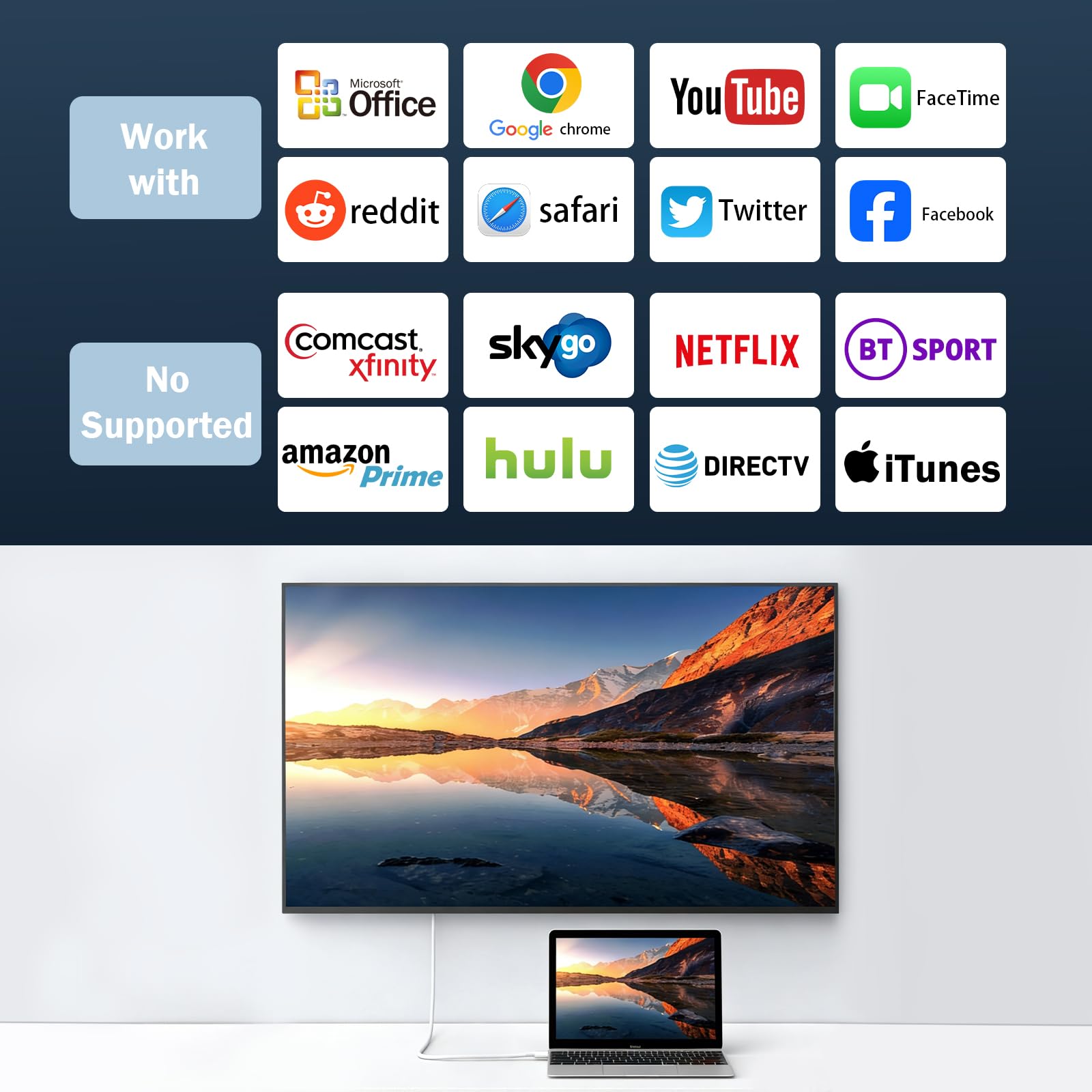 Cavo adattatore da Lightning a HDMI, 1,8 m, 4K a 60 Hz, da tipo C a HDMI 2.0, compatibile con Thunderbolt 3/4, per iPhone 17/16/15, MacBook, iMac, iPad Pro, Galaxy S24, Surface, monitor HDTV