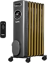 hykolity 1500W Oil Filled Radiator Heater with Remote, 24H On Off Timer, Digital Thermostat,4 Mode Electric Radiant Heater, ECO, ETL Overheat & Tip-Over Protection Indoor Space heater,Grey