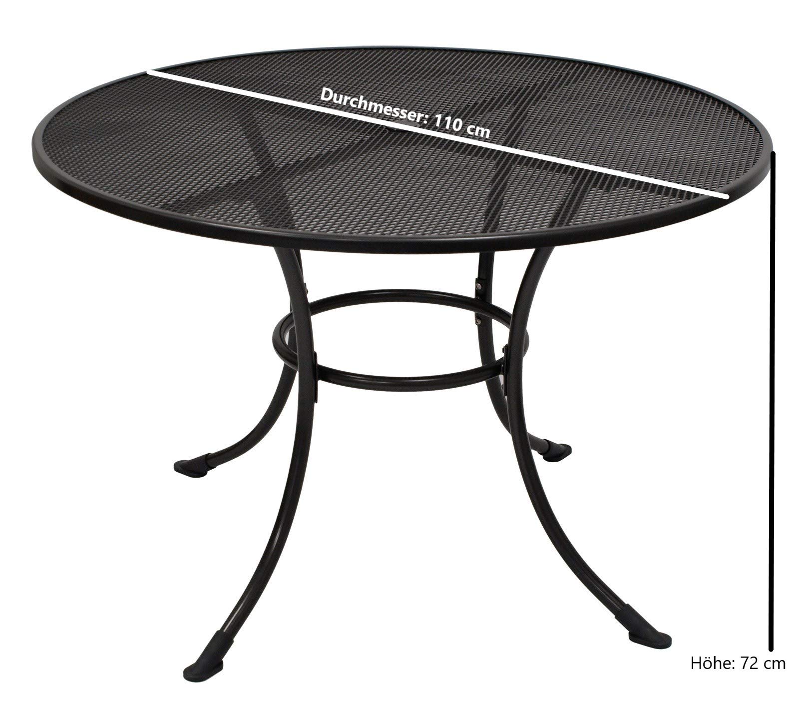 DEGAMO Gartentisch Streckmetall-Tisch RIVO 110cm rund, Stahl und Streckmetall, Farbe eisengrau, wetterfest, Outdoor