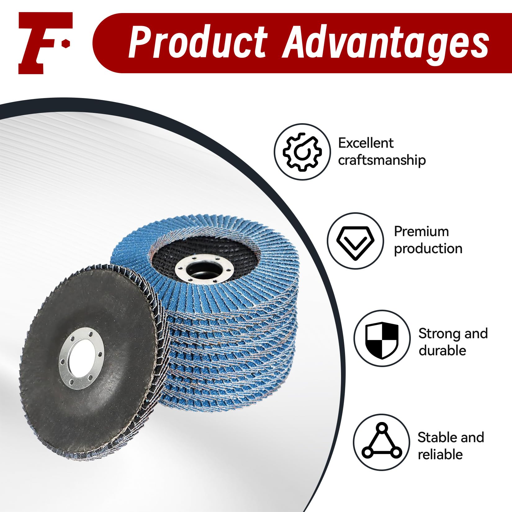 Opakowanie 50 sztuk 4-1/2" X 7/8" 120 GRIT Premium Zirconia Type 29 Listkowa tarcza ścierna Papier ścierny do szlifierek kątowych, tarcze ścierne, wykańczanie