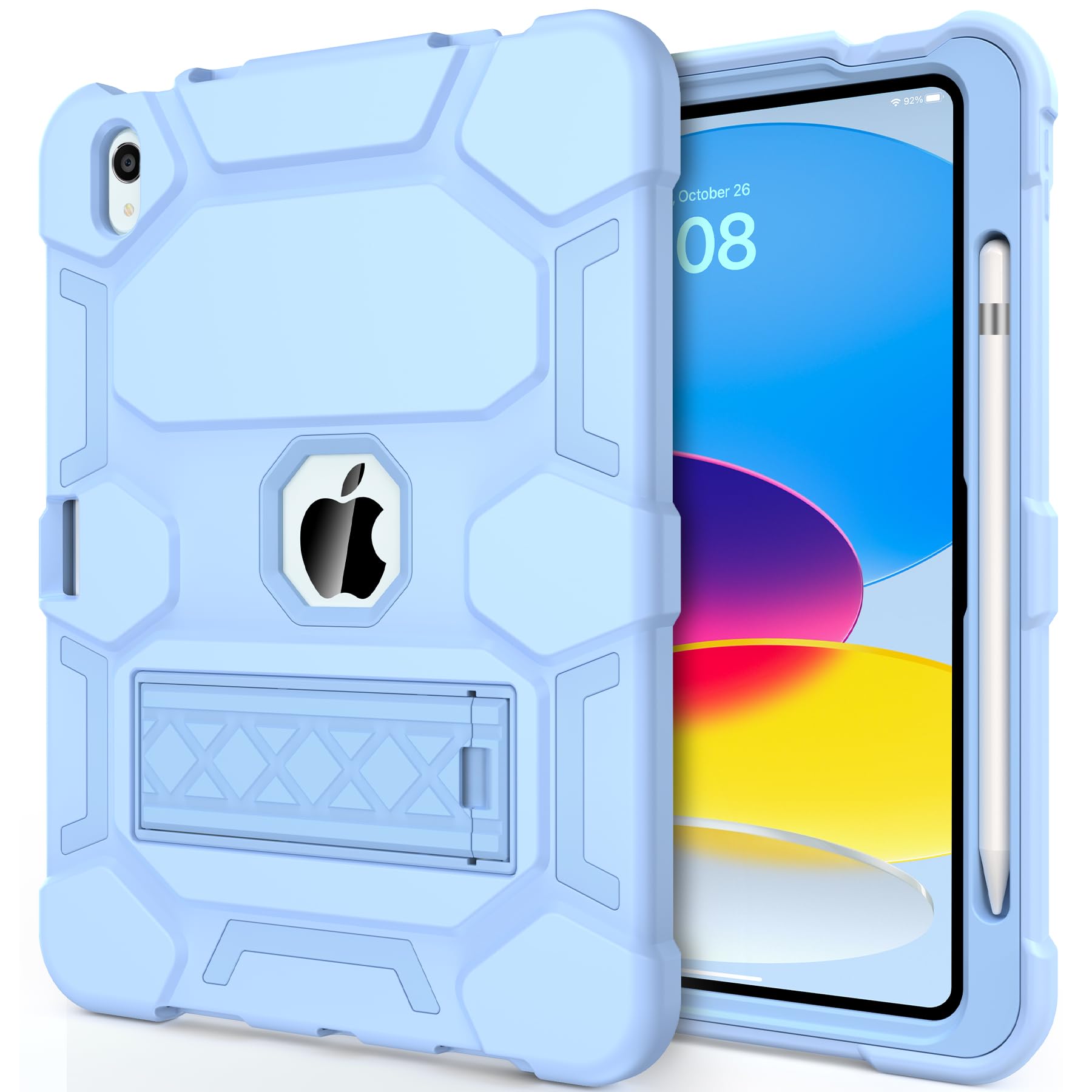 CCMAO Case for iPad (A16) 11th/10th Generation(2025/2022), iPad 10th Case with Kickstand & Pencil Holder, Heavy Duty Shockproof Hybrid Three Layer