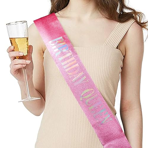 Miniatura 3 de Kit de banda y tiara de cristal de "Birthday Queen", tiara plateada y coronas para mujer, banda para niñas, juego de decoración de cumpleaños rosa,