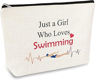 Girl Swimmer Gifts Makeup Bag Swim Lover Gift Swimming Team Gift Cosmetic Bags Birthday Christmas Graduation Gifts for Girl Women Swimmer Swim Lover Daughter Friends Travel Toiletry Pouch