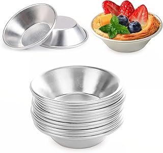 Witwar 12 Egg Tart Molds, Individual Pudding Moulds Aluminum Muffin Cups Non-Stick Cupcake Tray Mini Muffin Pie Tin Ramekins Reusable Baking DIY Molds for Family Friends Gathering Party