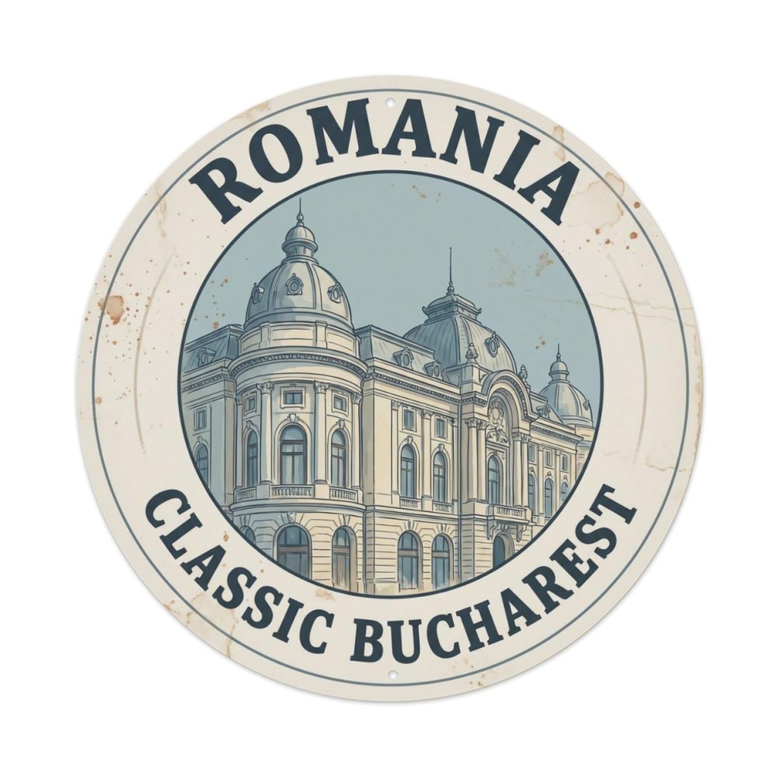 Vintage Travel Romania Oldtown Classic Metal Tin Sign