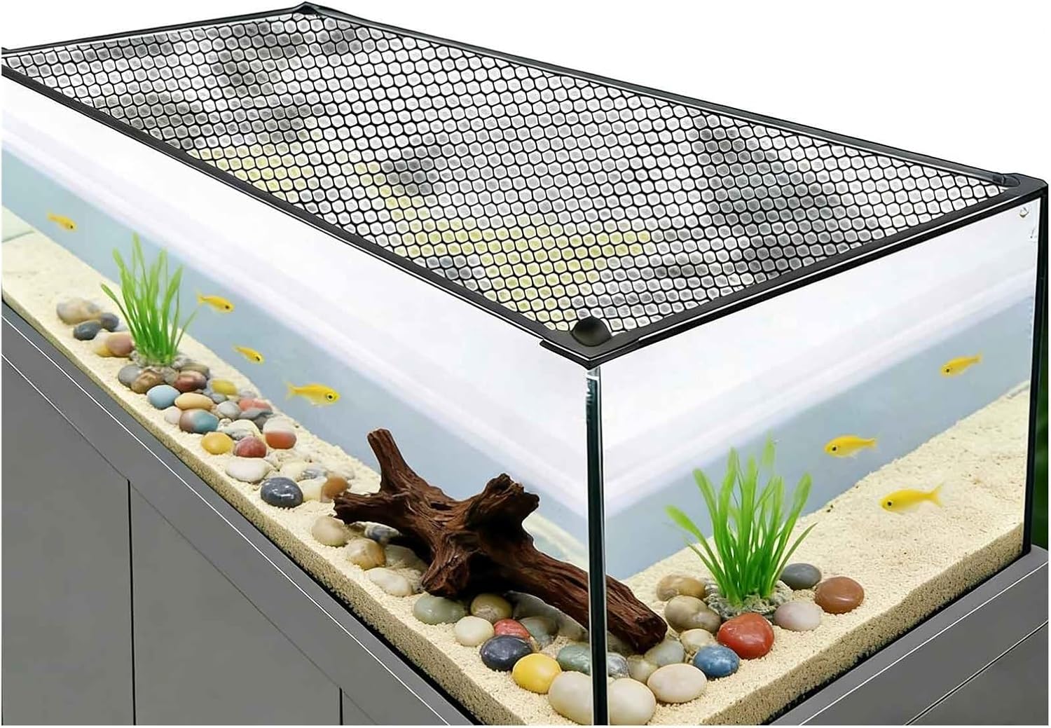 Mesh Terrarium Lid Aquarium Hood, DIY Fish Tank Top Cover/Anti-Jumping Net with Magnetic Edges Cut to Size