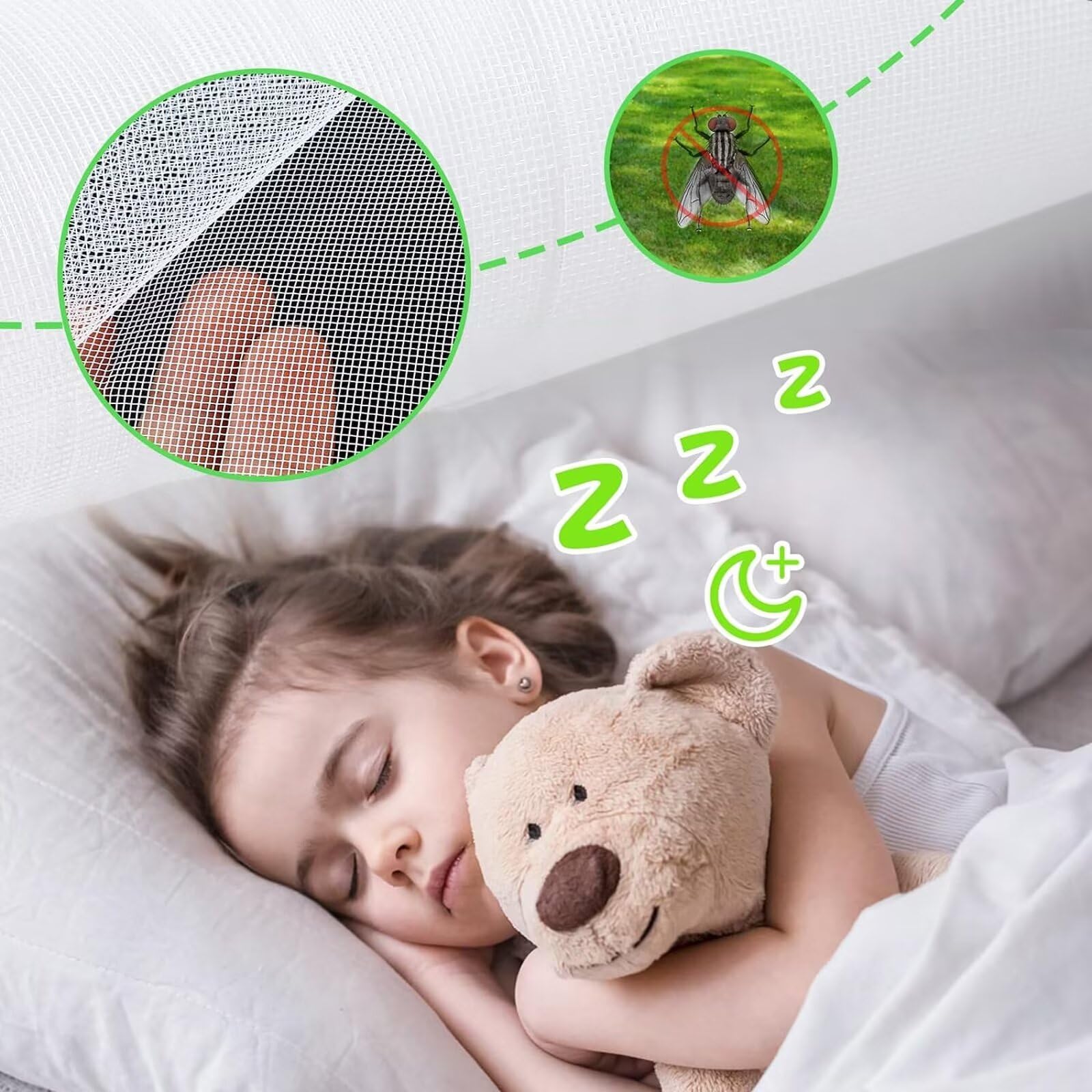Window Insect Screen,90x110cm, Insect Mesh Window Insect Screen Without Drilling, White, W×H:90x110cm(35.4x43.3in) - Image 4