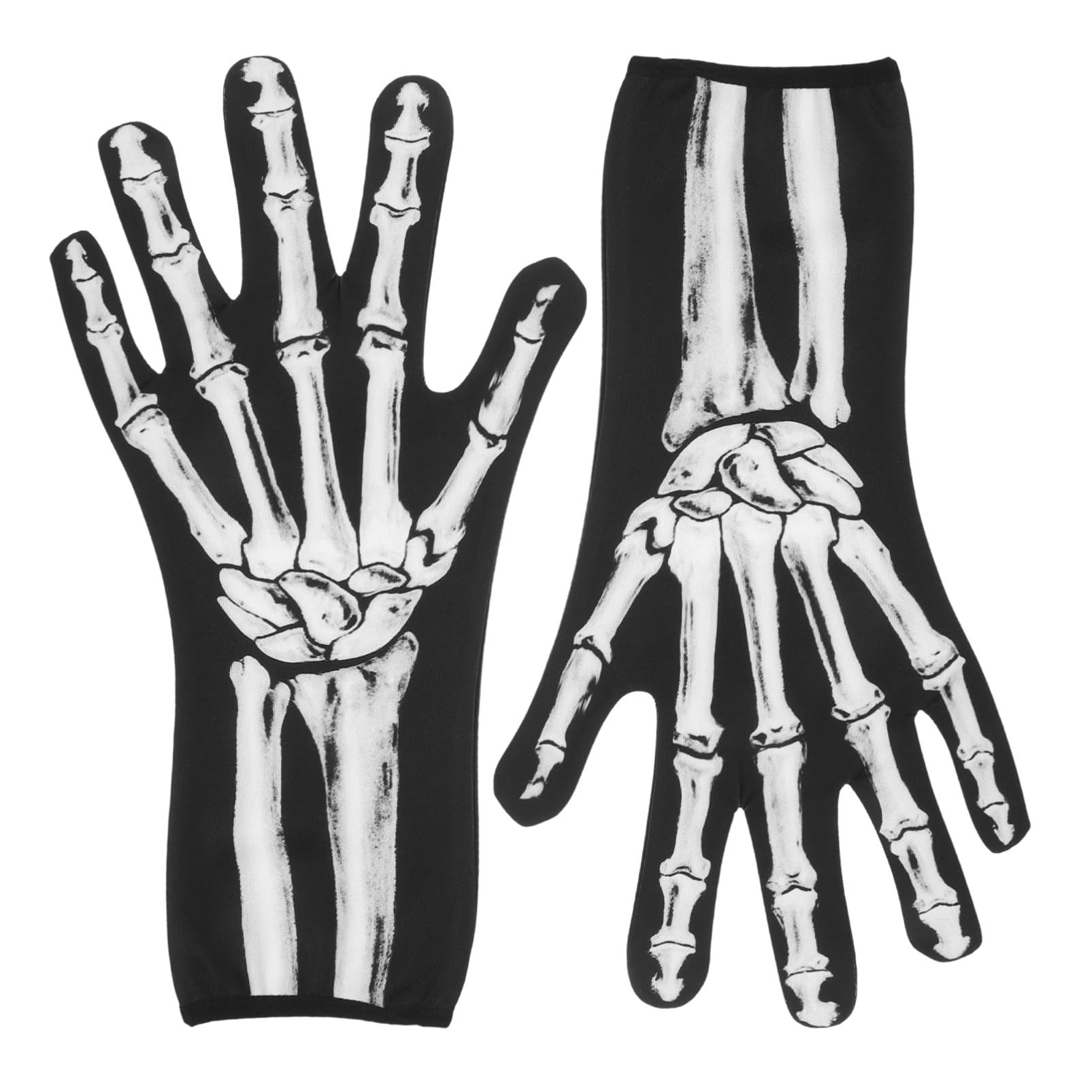 VALICLUD Halloween Skull Ghost Gloves - Skeleton Death Gloves Scary Party Props, 11.8 Inches (Short)