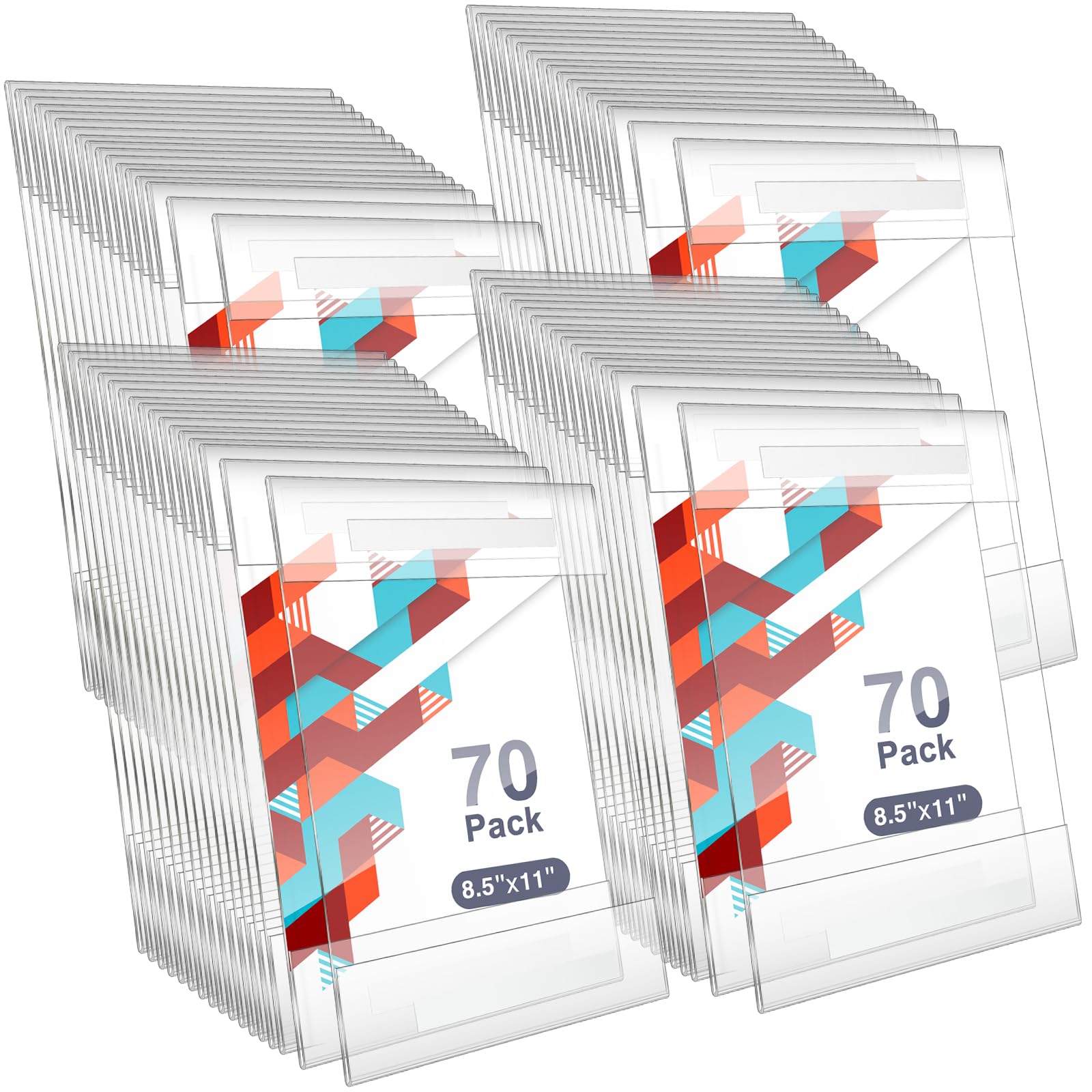 Kigley 70 Packs 8.5 x 11" Wall Mount Acrylic Sign Holder with Tape Clear Acrylic Sign Holder for Paper Poster Menu door wall document for Office Home