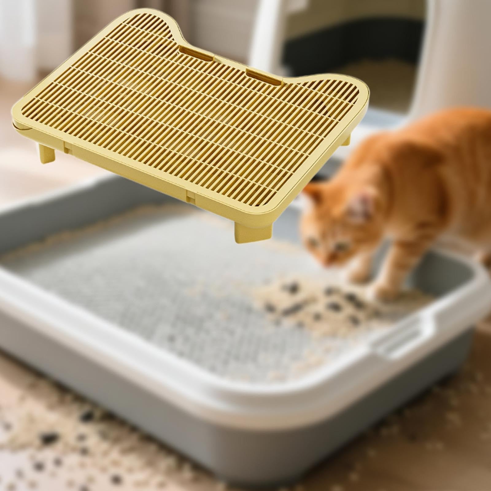 Alfombrilla para Arenero de Gato, Ligera, Fácil de Limpiar, Lavable, de Doble Capa.