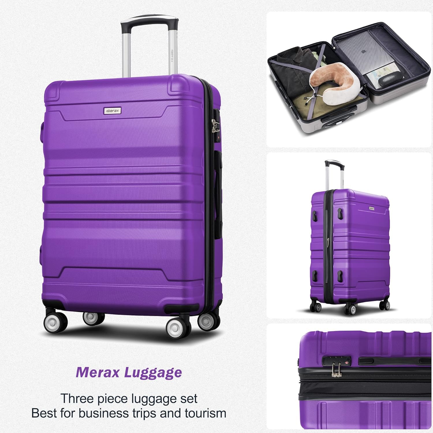 Merax 3 Piece Set Suitcase, Hardside Luggage