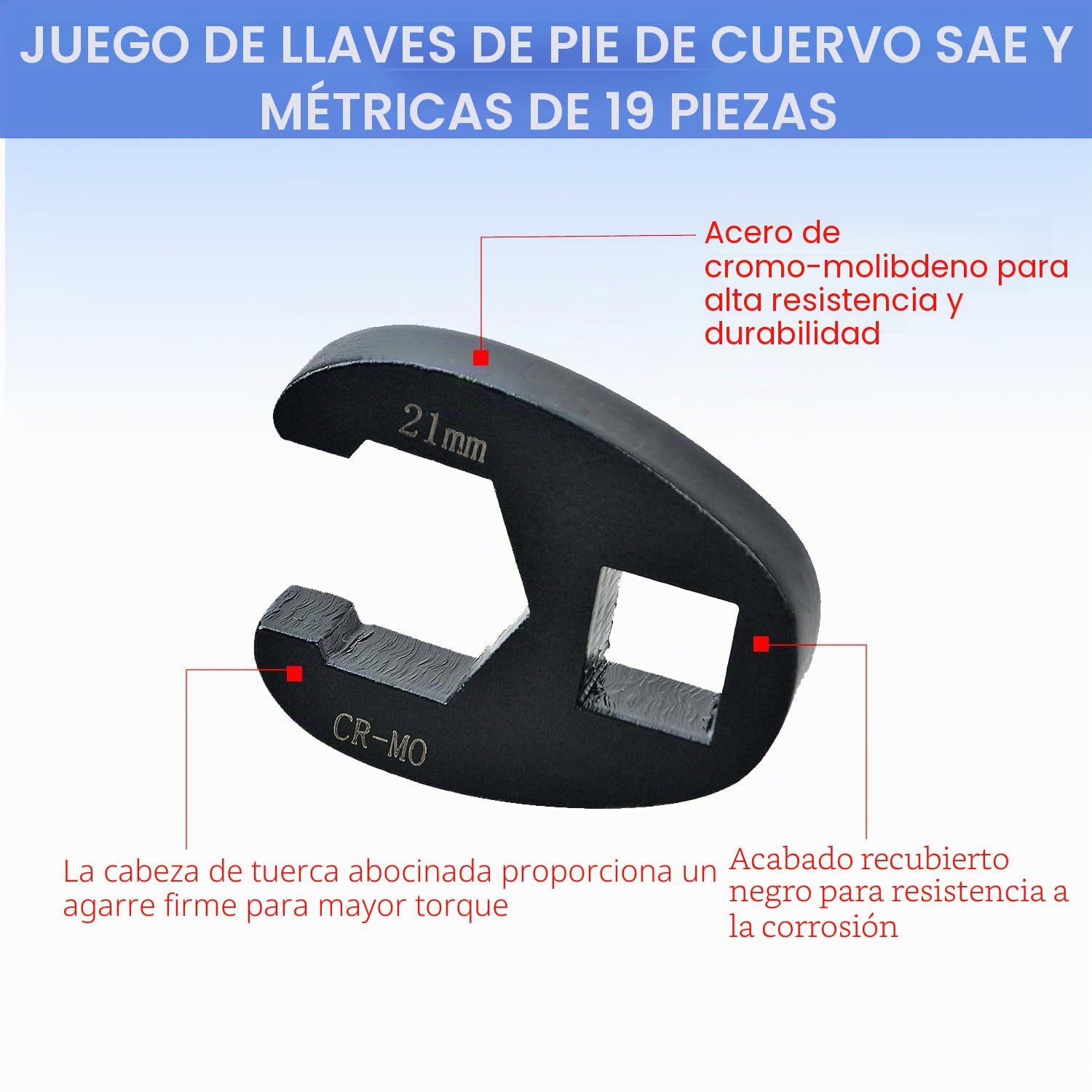 Juego de Llaves Crowfoot (Pata de Gallo) de 8 a 32mm, Mandos de 3/8" y 1/2", para Espacios Reducidos, Coches y Motos, Llaves para Tuercas Abocinadas, Llave Boca Hexagonal Abierta