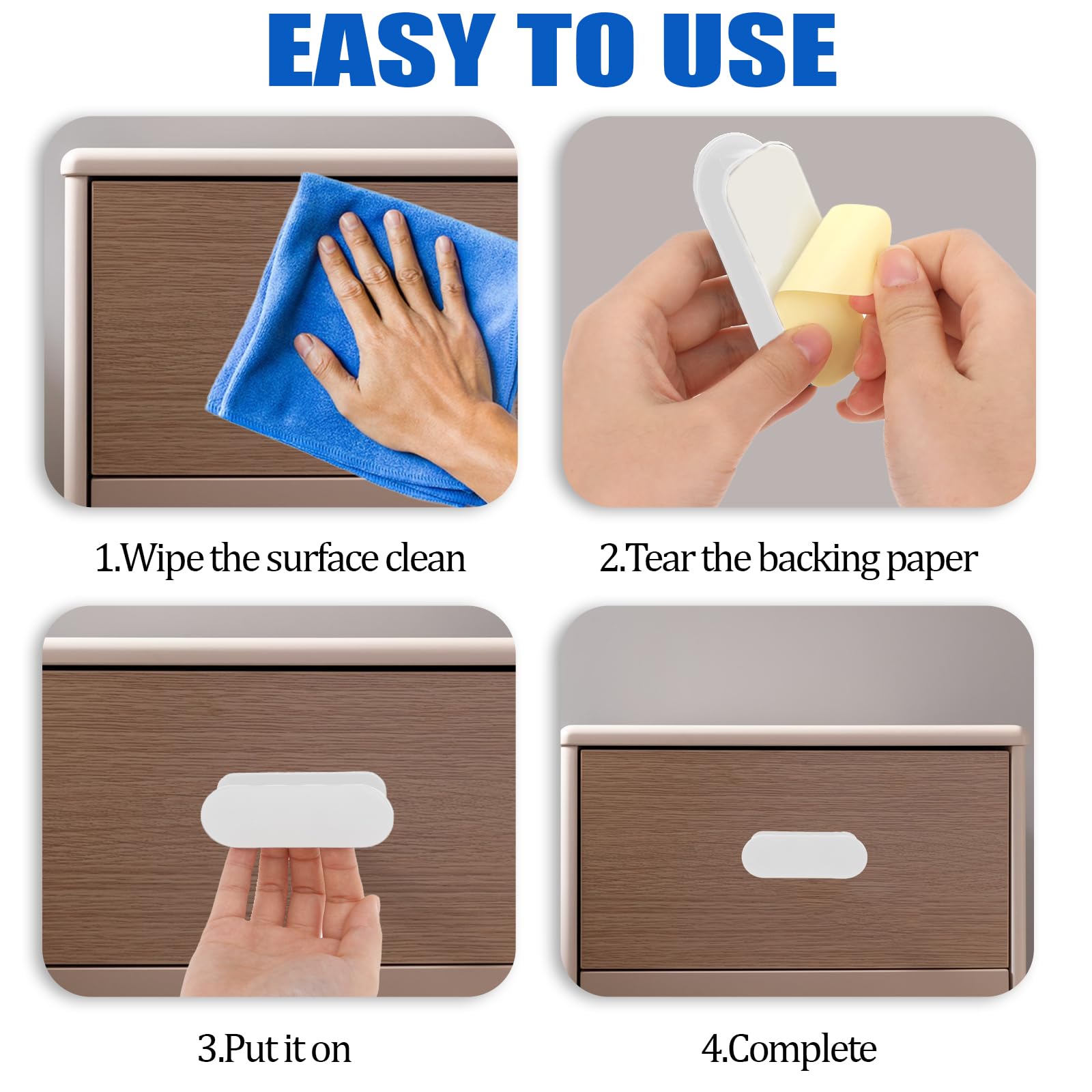 Lot De 2 Poignées Extérieures Autocollantes Pour Portes Et Fenêtres, En Plastique, Sans Perçage, Balcon, Terrasse, Verre, Tiroirs