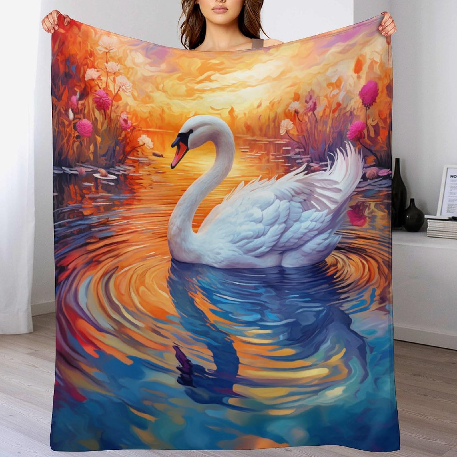 Couverture Polaire Cygne Épaisse pour Lutter contre le Froid au Lit