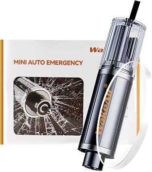 Window Breaker Seatbelt Cutter, Emergency 2in1 Car Escape Keychain Tool, Safe Hammer Glass Breaker Under WaterCompact, Durable Emergency Rescue Device for Drivers & First Responders, Premium Black