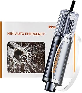 Window Breaker Seatbelt Cutter, Emergency 2‑in‑1 Car Escape Keychain Tool, Safe Hammer Glass Breaker Under Water–Compact, Durable Emergency Rescue Device for Drivers & First Responders, Premium Black