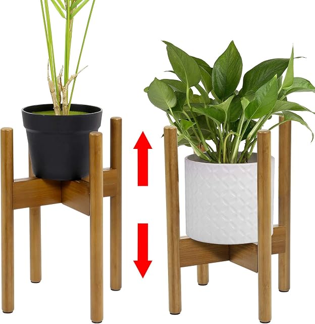 Parkland Adjustable Plant Stand, Plant Holder Bamboo Wood Modern Flower Potted Holder Rack for Indoor Outdoor Fits up to 22-28.5 Centimetre Pot (Pot Not Included) (Brown)