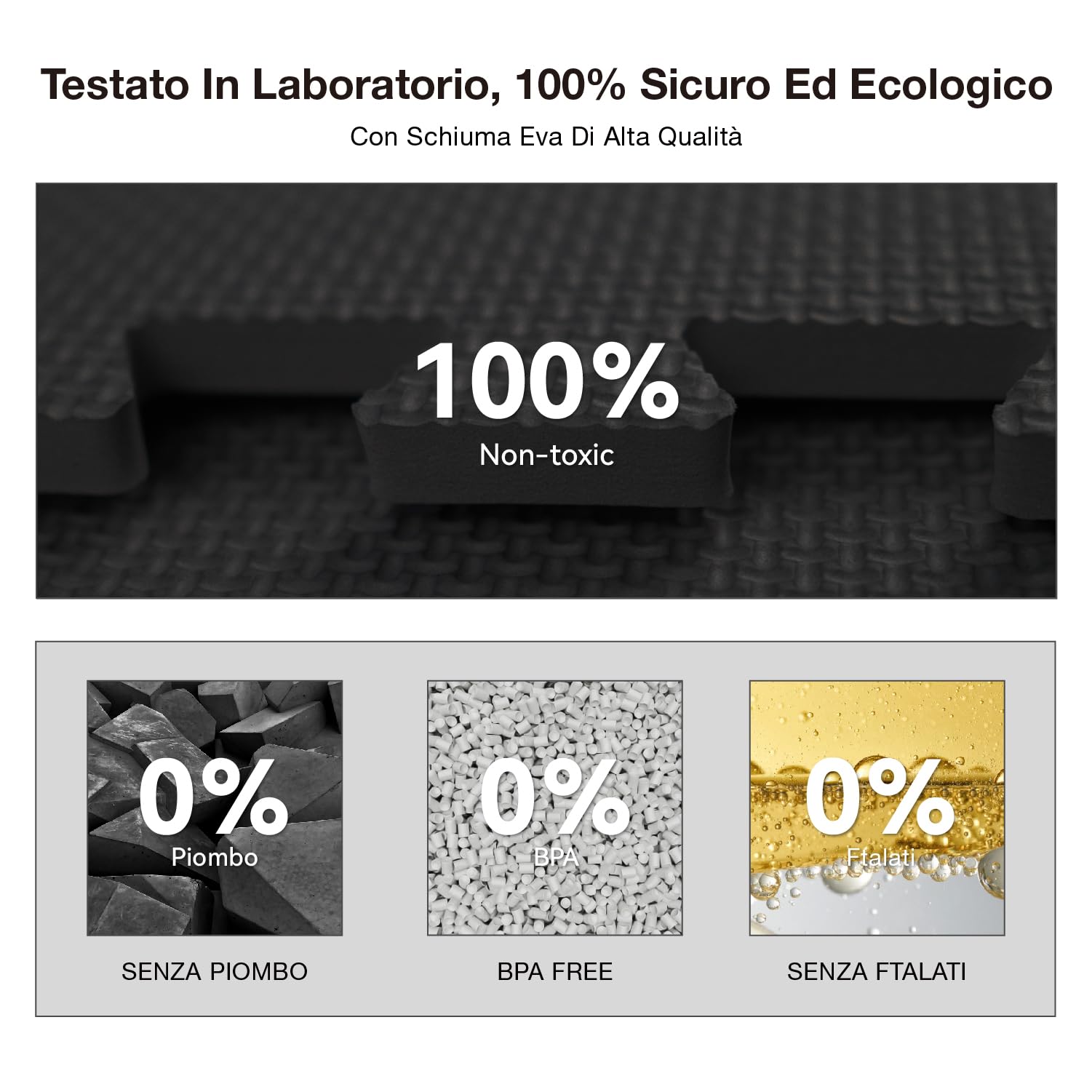 AIRHOP Set da 18 Pezzi Tappeto Palestra Puzzle in EVA ad Alta Densità, Ammortizzante e Antiscivolo, Ideali per Fitness, Yoga e Sport, Perfetti per Home Gym e per il Pavimento della Palestra, 30x30 cm