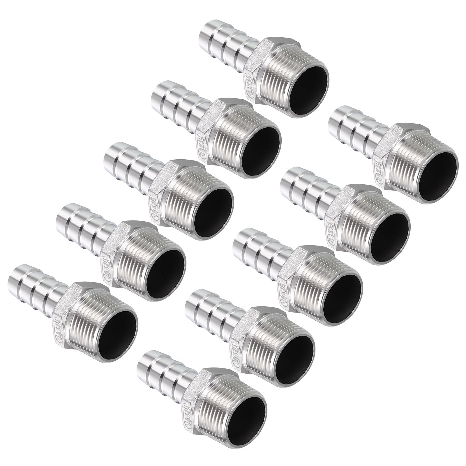Kozelo Pack of 10 Stainless Steel Hose Barbs Fittings 5/8" Hose Barbs to 3/4" NPT Male Fittings