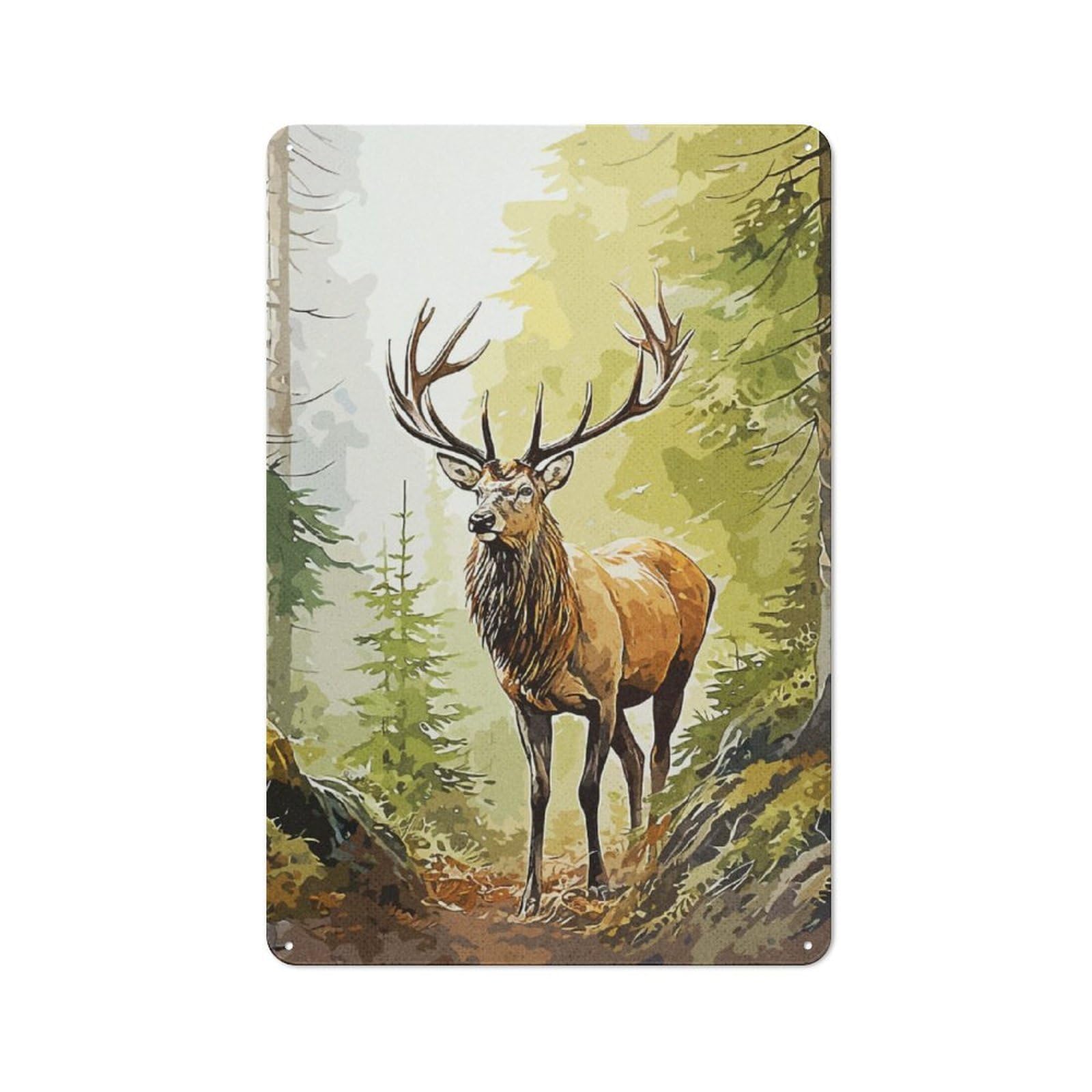Industrial Wild Deer Retro Metal Sign 30x20cm, Shed Wall Plaque for Garage, Workshop, Shed Or Utility Room