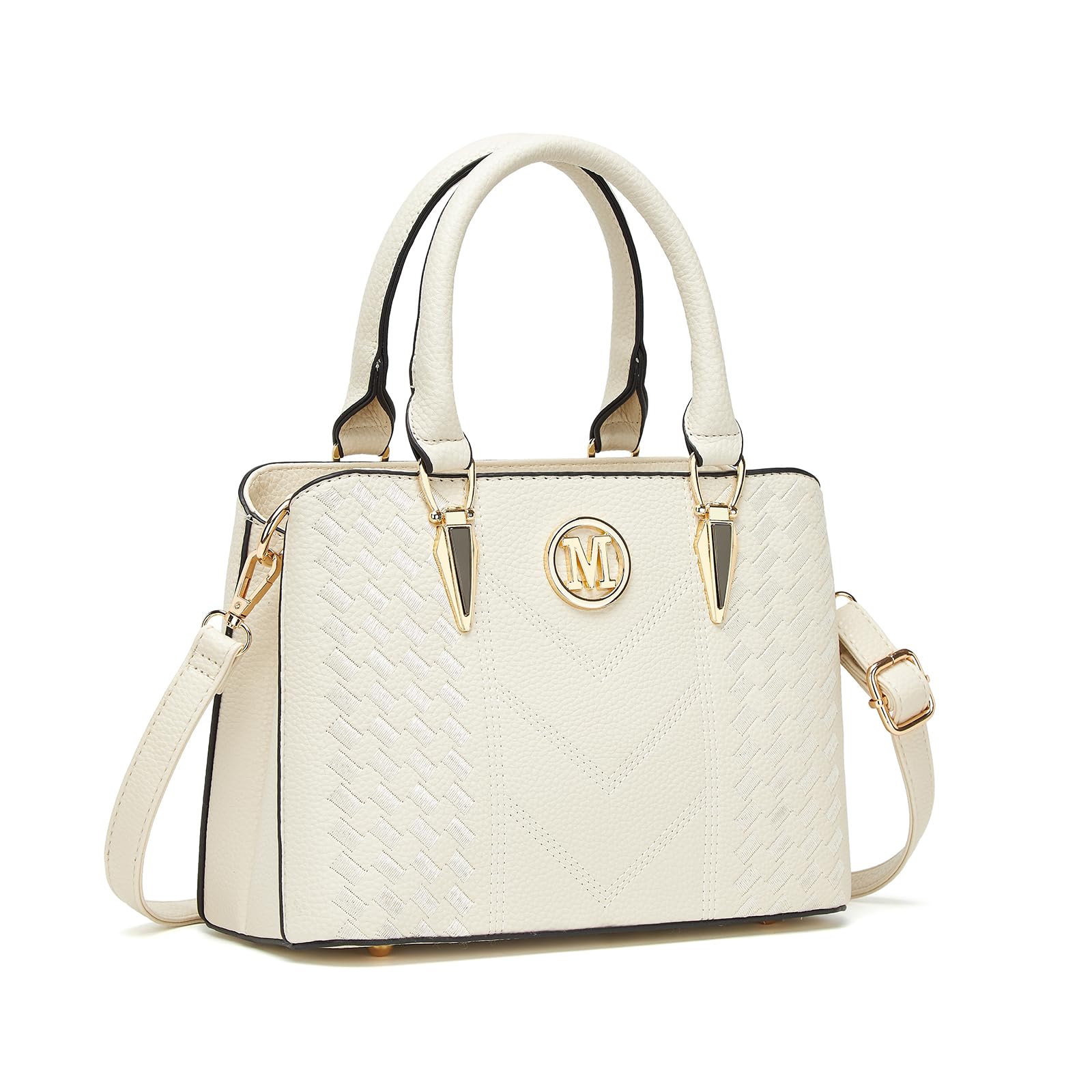 Miss Lulu Handbags for Women, Womens Top Handle Bag PU Leather Shoulder Bag Beige