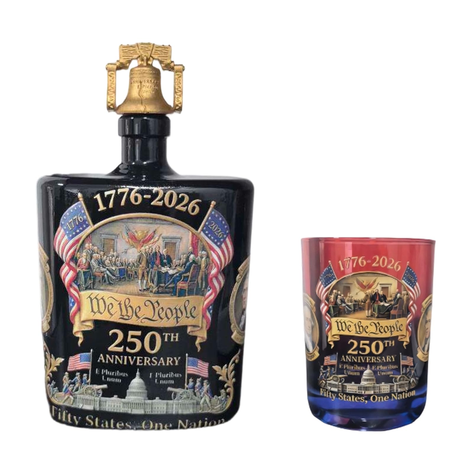 Hsyzygian Patriotic Themed Whiskeys Decanters Collectible Flag Themed Spirits Bottle 250th Anniversary Liquor Container Recyclable Glass Irish Container