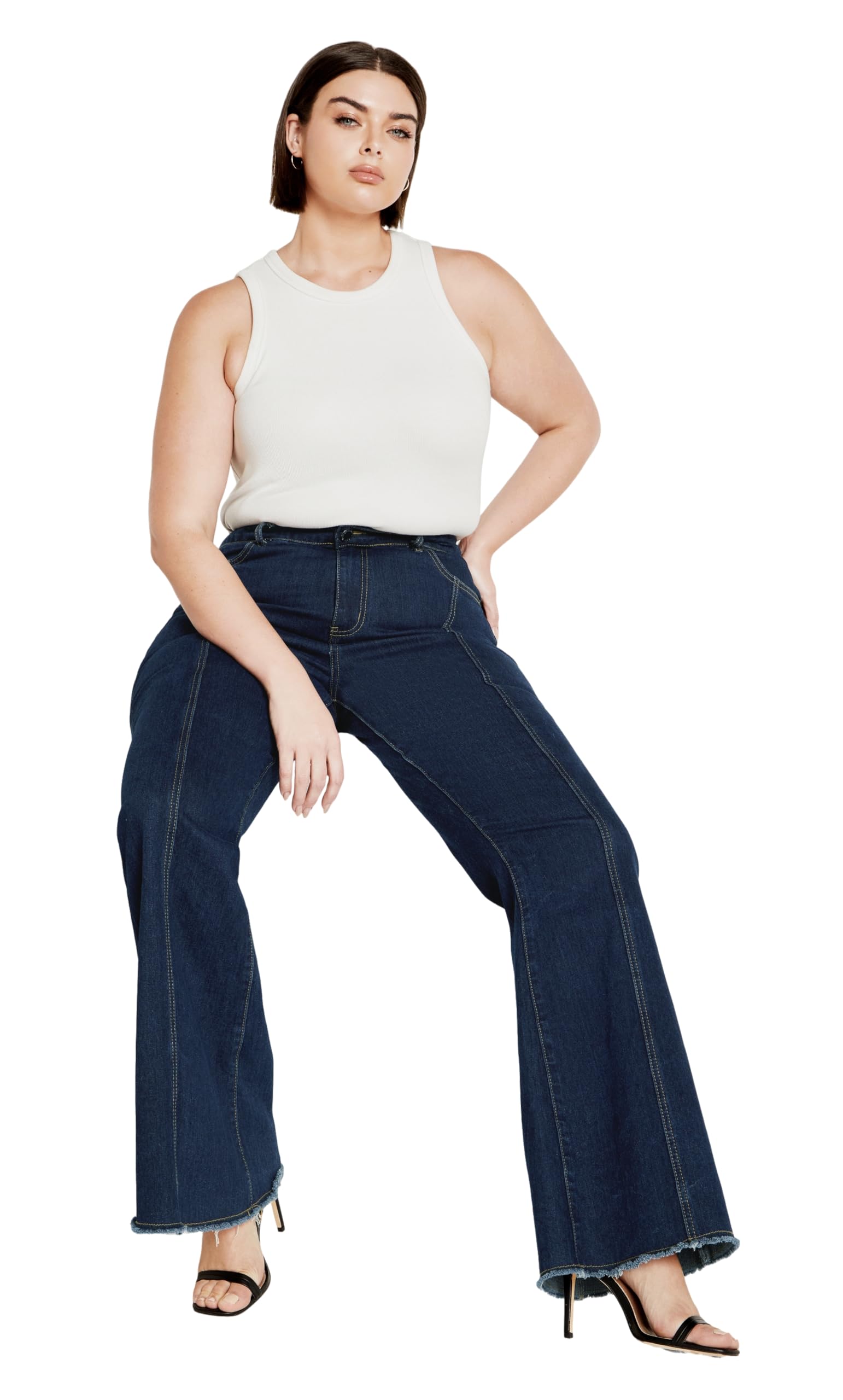 City Chic Women's Dark Denim Ciity Chic Plus Size Jeans, Leah Flare Jean, 18