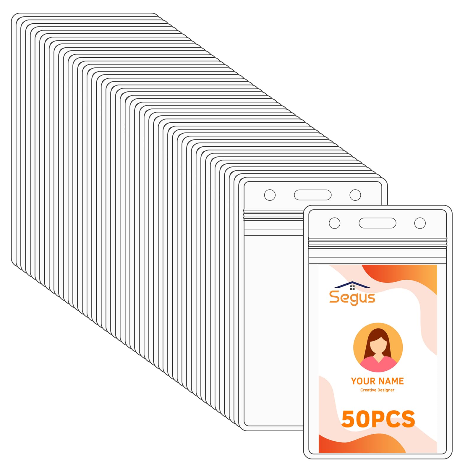Soportes Verticales Eventos 50 Soportes Verticales Para Tarjetas De Identificación - PVC Transparente, 90x60 Mm, Impermeables Portatarjetas Pvc Transparente