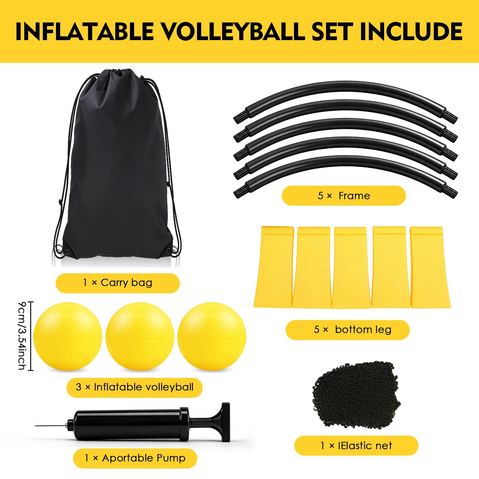 Set Roundnet Completo con 3 Palloni, Pompa, Reti e Borsa da Trasporto per Spiaggia, Giardino, Campo