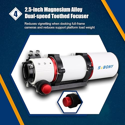 Miniatura 5 de SVBONY SV550 APO - Refractor trillizo, 3.150 in F6 OTA con enfoque de rap de microreducción de 2.5 pulgadas, telescopio astronómico para adultos