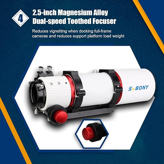 SVBONY SV550 Telescope, 80mm F6 APO Triplet Refractor OTA, Bundle with SV209 Field Flattener, 1.0X Flattener Corrects the Field, for Deep Sky Astrophotography