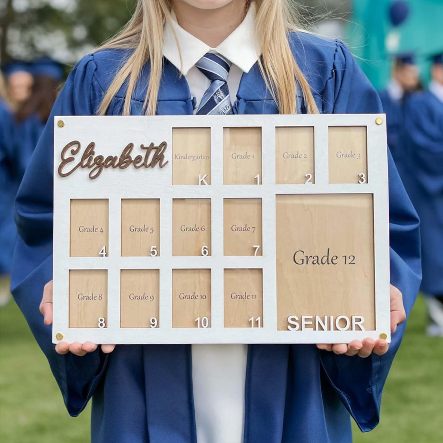 V-DECORPARKS School Years Picture Frame K-12 Personalized | All Grades Picture Fram | Day Graduation Photo Collage, Display Twelve 2,5 x 3,5 Photos For K-11 And 5x7 For Senior