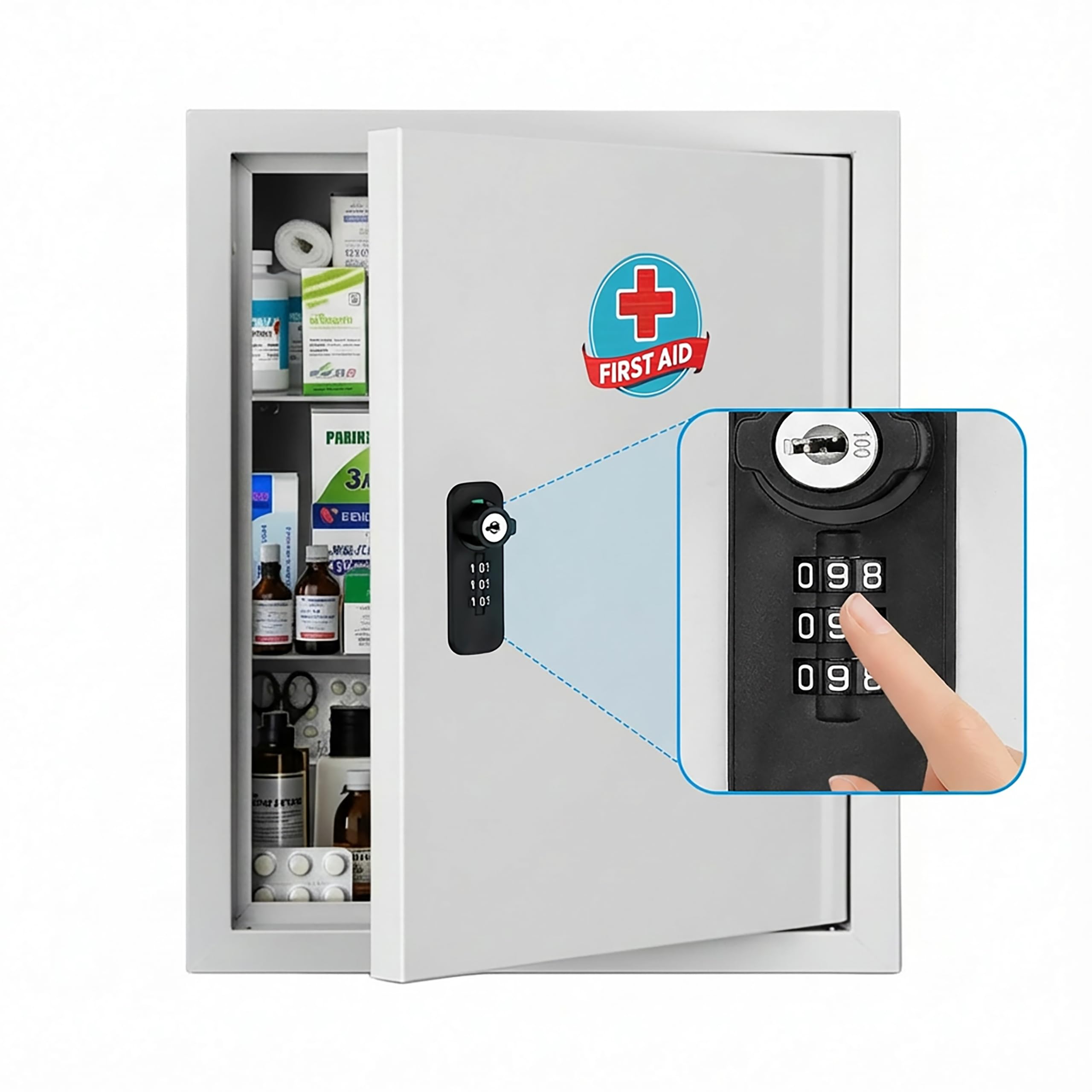 Photo 1 of Stezzor Locking Medicine Cabinet with Combination Lock and Safety Key