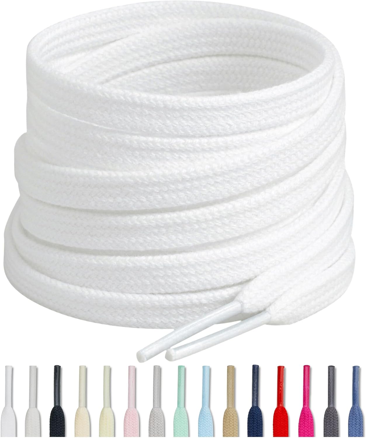 Handshop 2 pairs 1/4"(6MM) Flat Cotton Athletic Shoe Laces for Sneakers