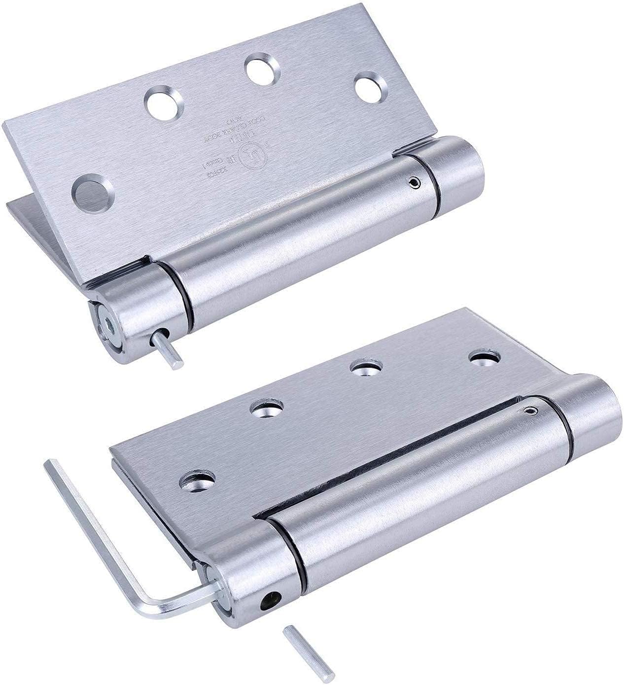 Get Discount 70% Price Pack of 2 - Heavy Duty Commercial Spring Door Hinge Reversible - 4.5 Inch - Satin Chrome Finish - Self Closing - UL Listed