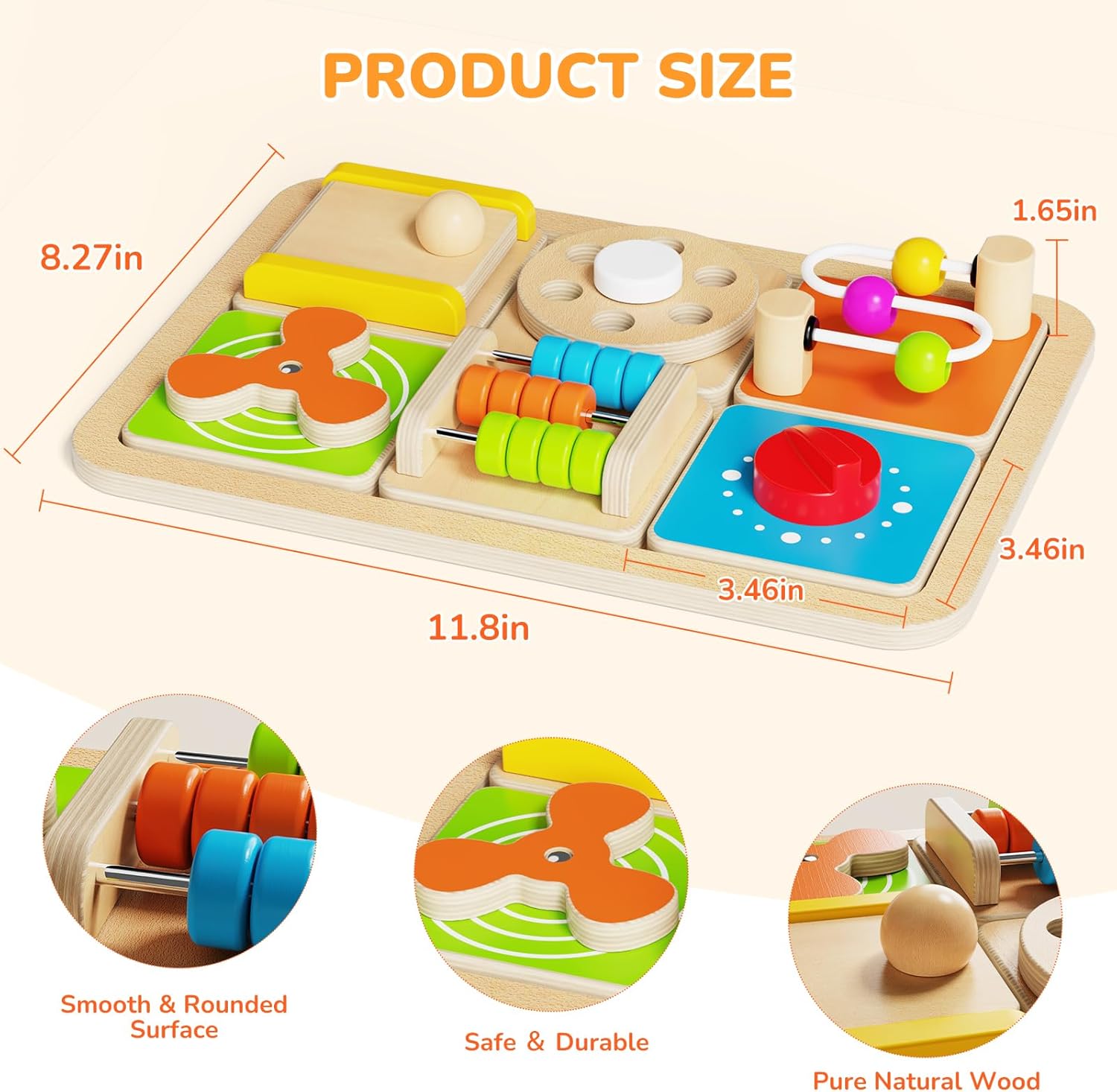 Montessori Busy Board for 1 Year Old, Modular Sensory Toys for Toddlers, Activity Board Toys for Fine Motor Skills, Airplane Car Travel Toys for Baby, Educational Toys for Boy & Girl, Birthday Gifts