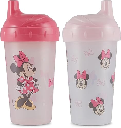 Vasos para sorber para niñas 10 onzas de Minnie Mouse Cup Pack de dos con popote y tapa Botella de agua de viaje azul duradera a prueba de fugas